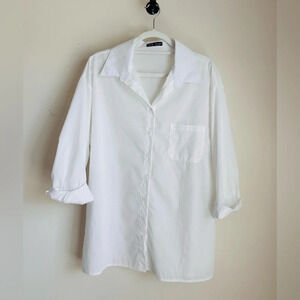 SHEIN Long Sleeve White Button Down Shirt Normcore Size M